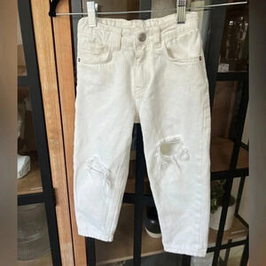 Zara Kids jeans white denim distressed toddler girl pants unisex stretchy